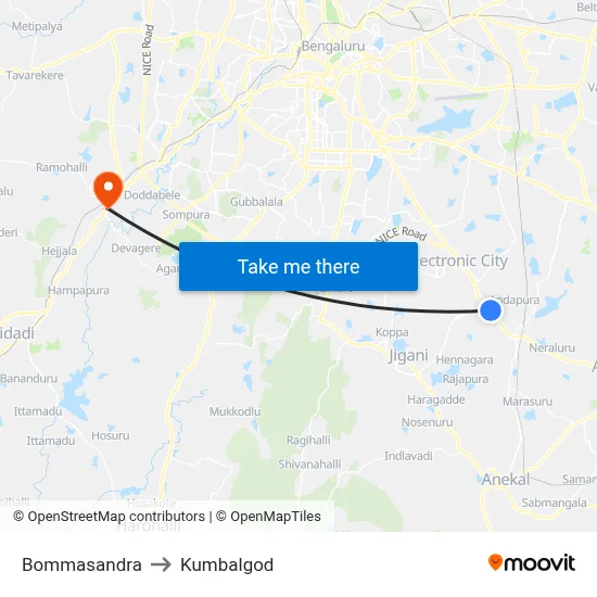 Bommasandra to Kumbalgod map