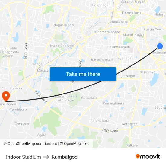 Indoor Stadium to Kumbalgod map