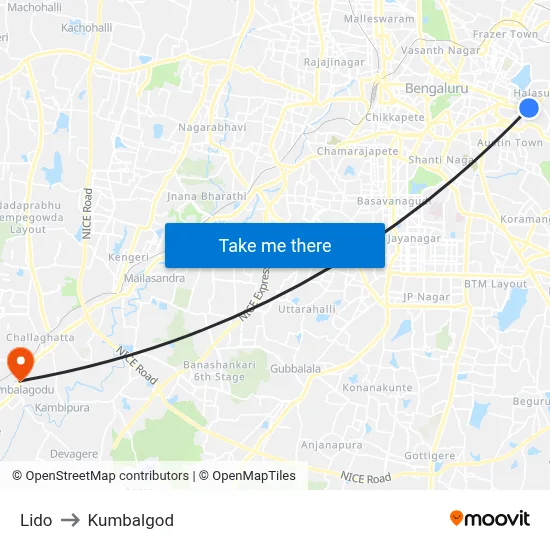 Lido to Kumbalgod map