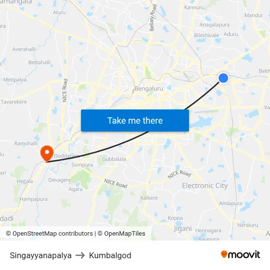 Singayyanapalya to Kumbalgod map