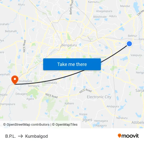 B.P.L. to Kumbalgod map