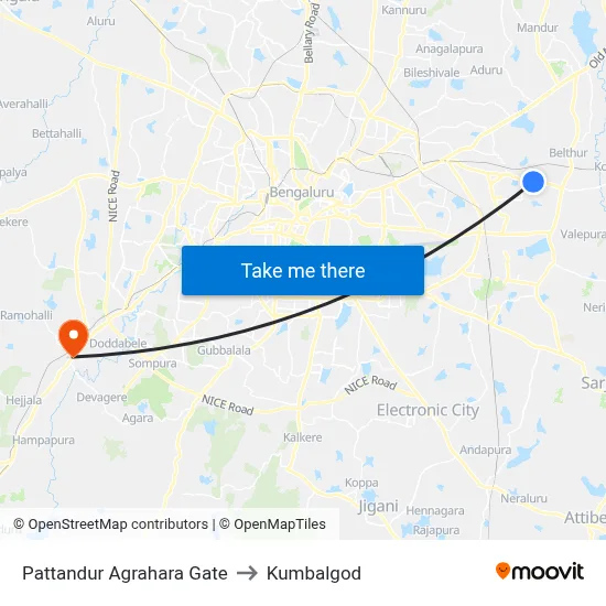 Pattandur Agrahara Gate to Kumbalgod map