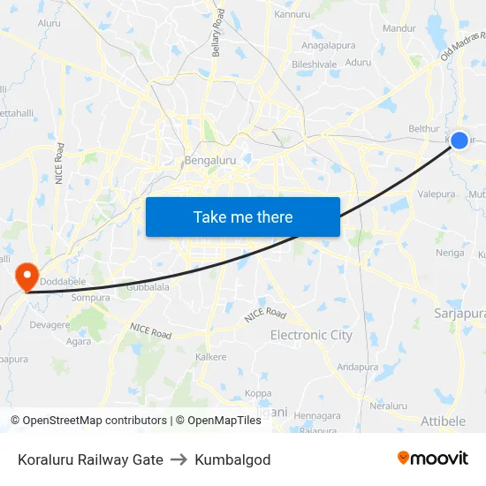 Koraluru Railway Gate to Kumbalgod map