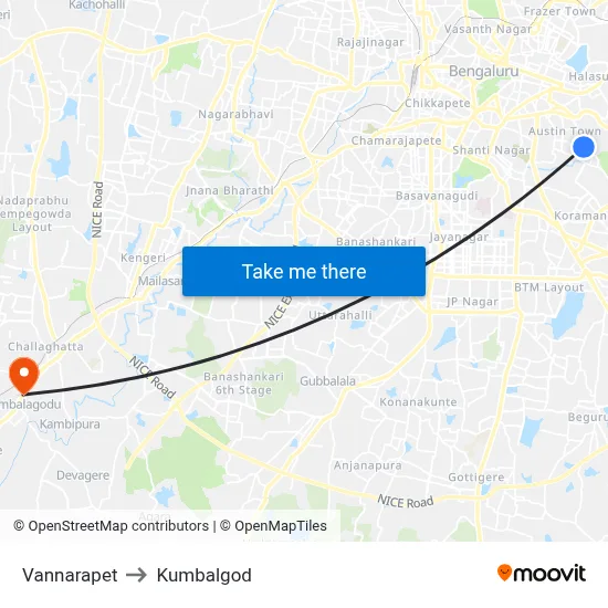 Vannarapet to Kumbalgod map