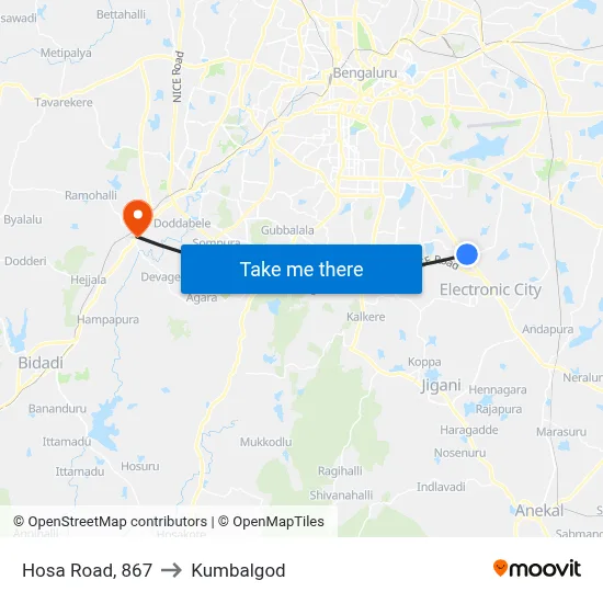 Hosa Road, 867 to Kumbalgod map