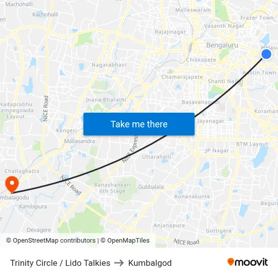 Trinity Circle / Lido Talkies to Kumbalgod map