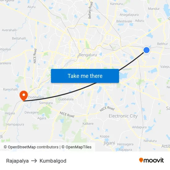 Rajapalya to Kumbalgod map