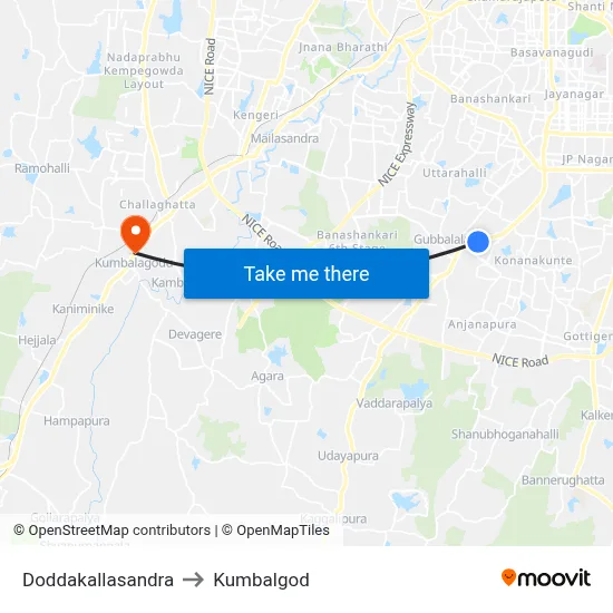 Doddakallasandra to Kumbalgod map