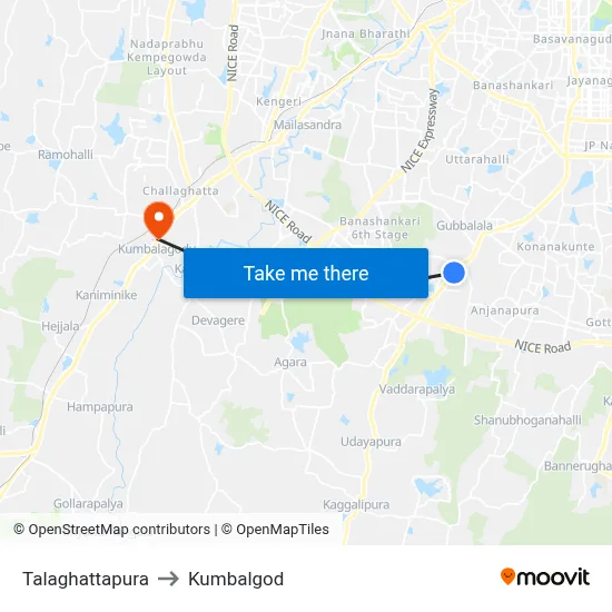 Talaghattapura to Kumbalgod map