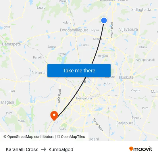 Karahalli Cross to Kumbalgod map