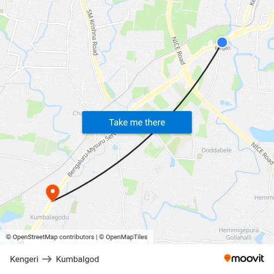 Kengeri to Kumbalgod map