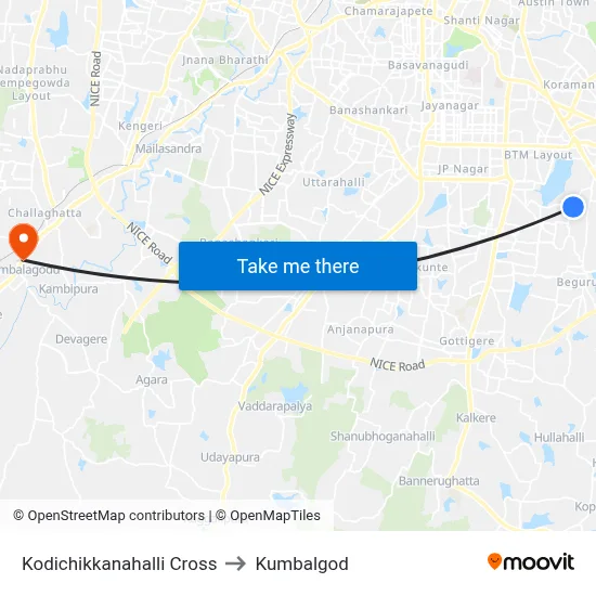 Kodichikkanahalli Cross to Kumbalgod map