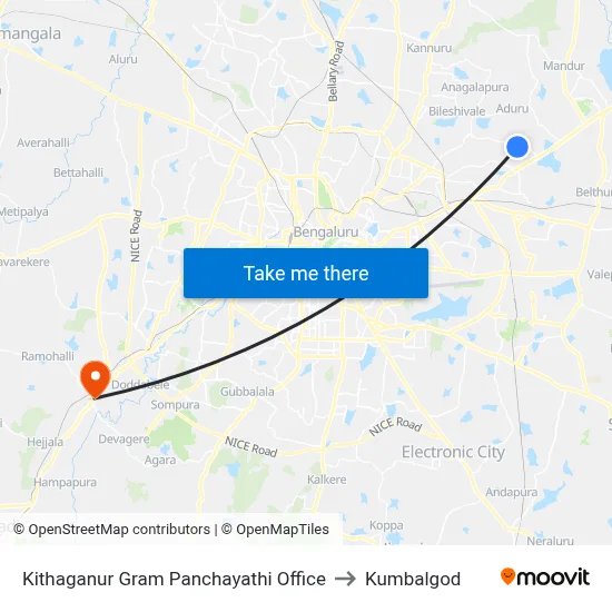 Kithaganur Gram Panchayathi Office to Kumbalgod map