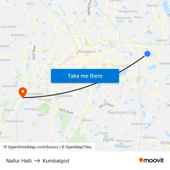Nallur Halli to Kumbalgod map