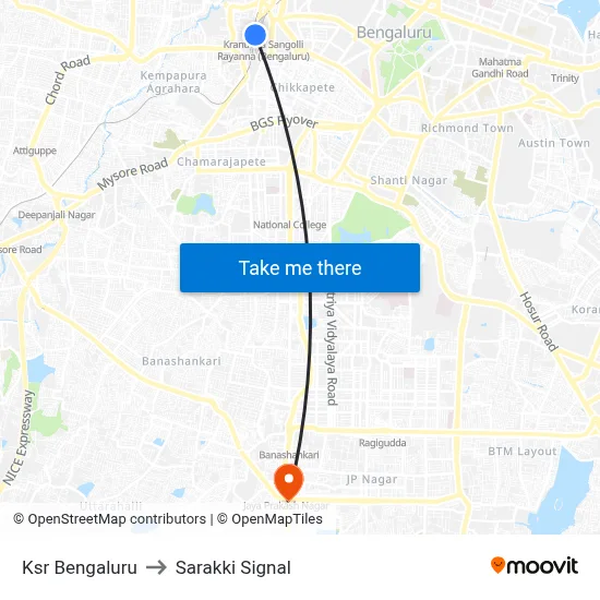 Ksr Bengaluru to Sarakki Signal map