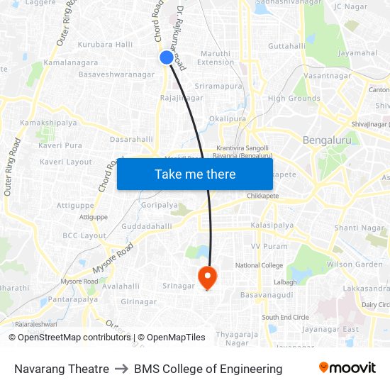 Navarang Theatre to BMS College of Engineering map