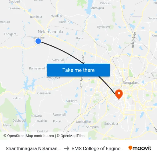 Shanthinagara Nelamangala to BMS College of Engineering map