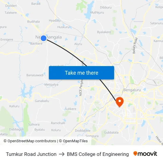 Tumkur Road Junction to BMS College of Engineering map