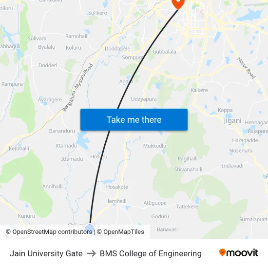 Jain University Gate to BMS College of Engineering map