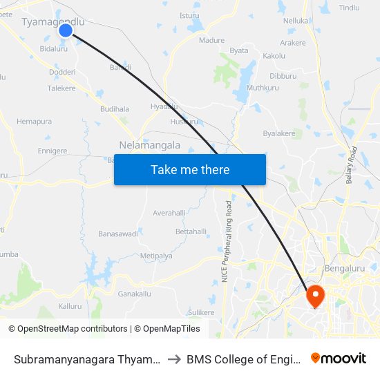 Subramanyanagara Thyamagondlu to BMS College of Engineering map