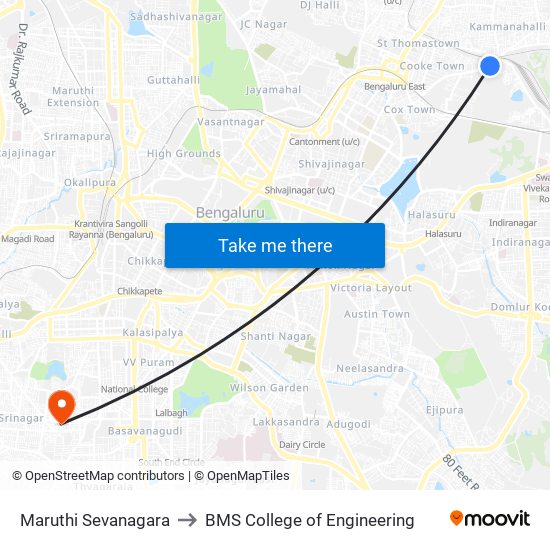 Maruthi Sevanagara to BMS College of Engineering map