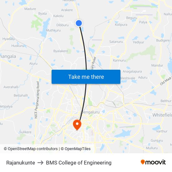 Rajanukunte to BMS College of Engineering map