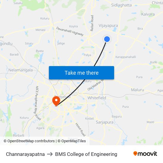 Channarayapatna to BMS College of Engineering map