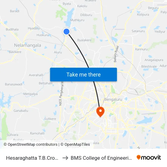 Hesaraghatta T.B.Cross to BMS College of Engineering map