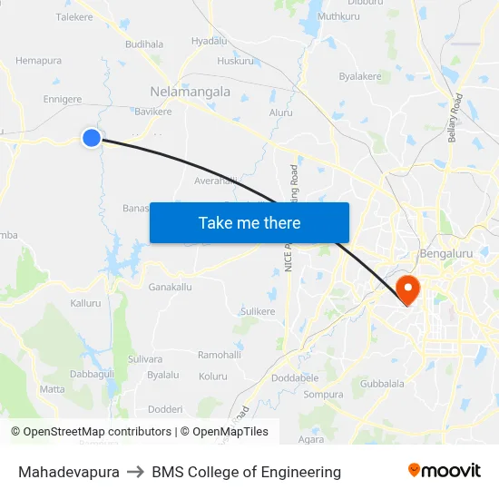 Mahadevapura to BMS College of Engineering map