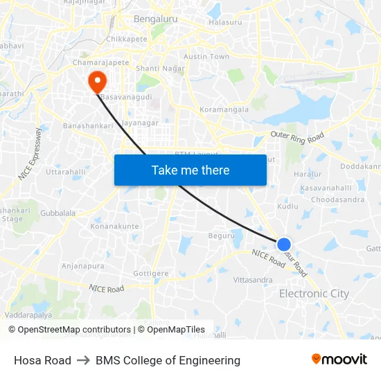 Hosa Road to BMS College of Engineering map