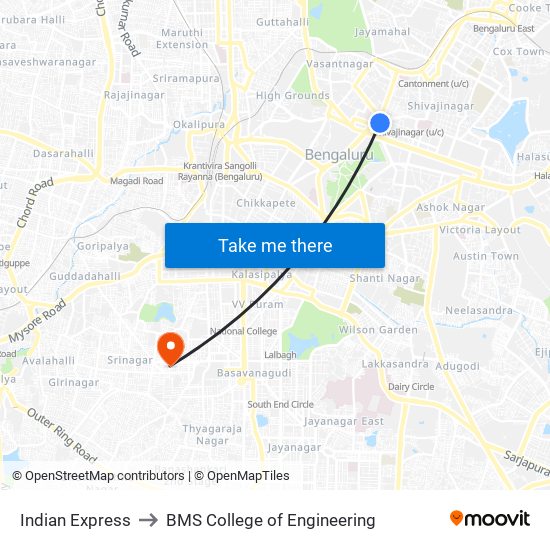 Indian Express to BMS College of Engineering map
