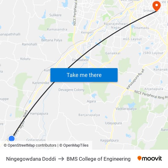 Ningegowdana Doddi to BMS College of Engineering map