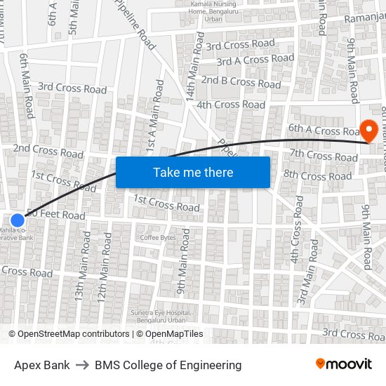 Apex Bank to BMS College of Engineering map
