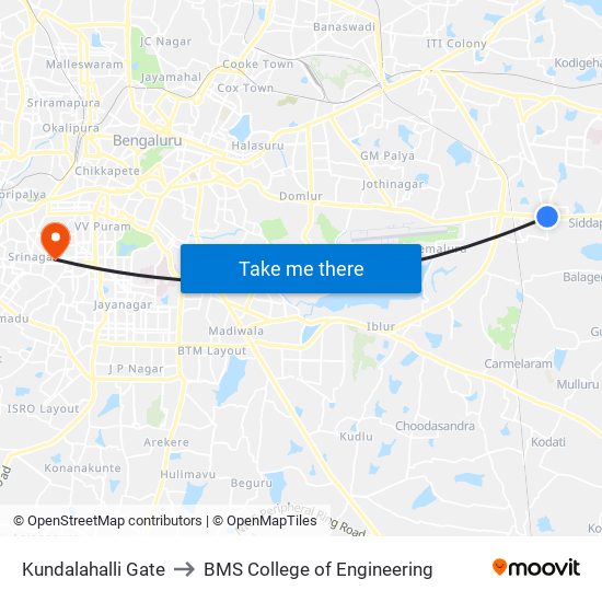 Kundalahalli Gate to BMS College of Engineering map