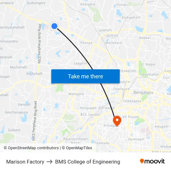 Marison Factory to BMS College of Engineering map