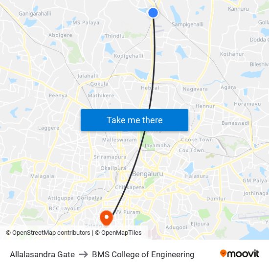 Allalasandra Gate to BMS College of Engineering map