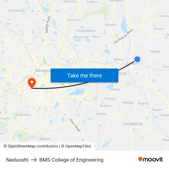 Naduvatti to BMS College of Engineering map