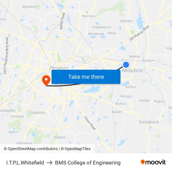 I.T.P.L.Whitefield to BMS College of Engineering map