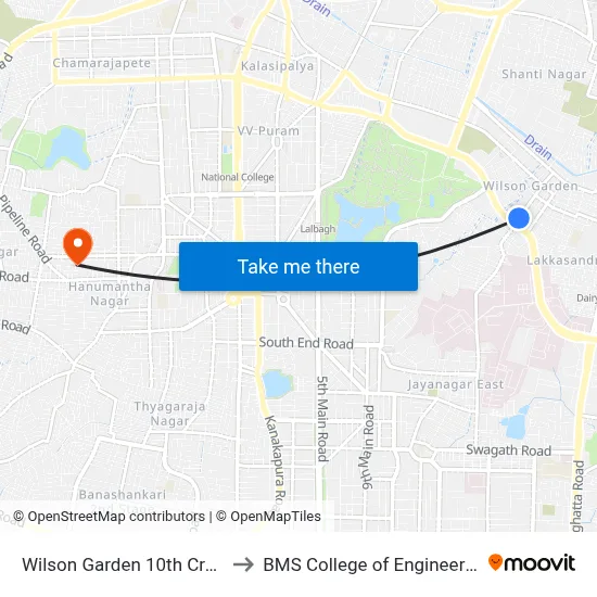 Wilson Garden 10th Cross to BMS College of Engineering map