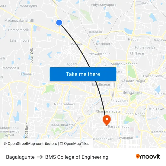 Bagalagunte to BMS College of Engineering map