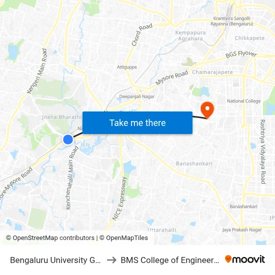 Bengaluru University Gate to BMS College of Engineering map