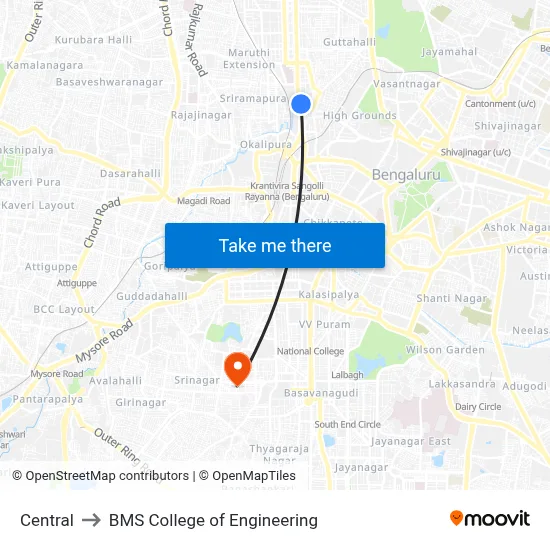 Central to BMS College of Engineering map
