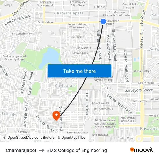 Chamarajapet to BMS College of Engineering map