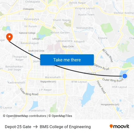 Depot-25 Gate to BMS College of Engineering map
