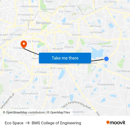 Eco Space to BMS College of Engineering map