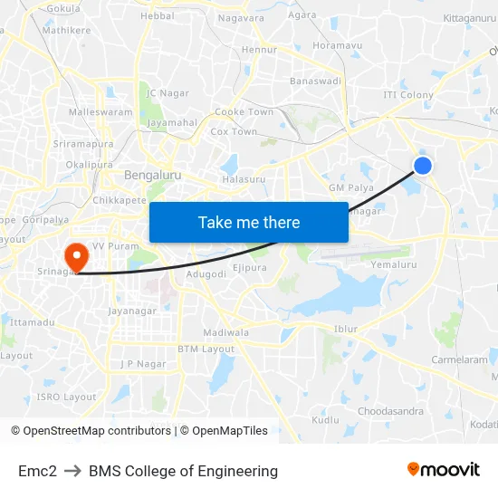 Emc2 to BMS College of Engineering map