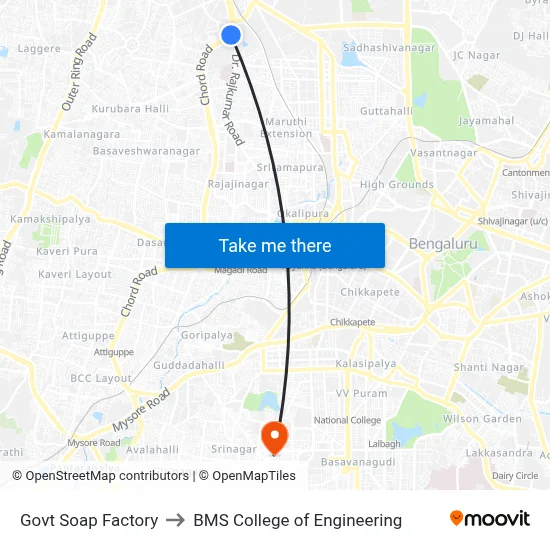 Govt Soap Factory to BMS College of Engineering map
