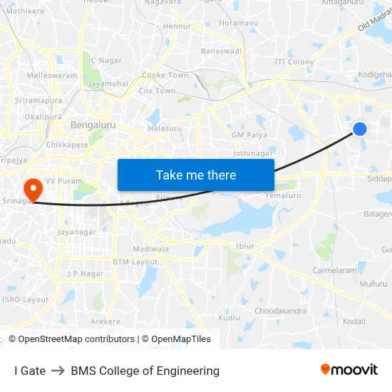 I Gate to BMS College of Engineering map