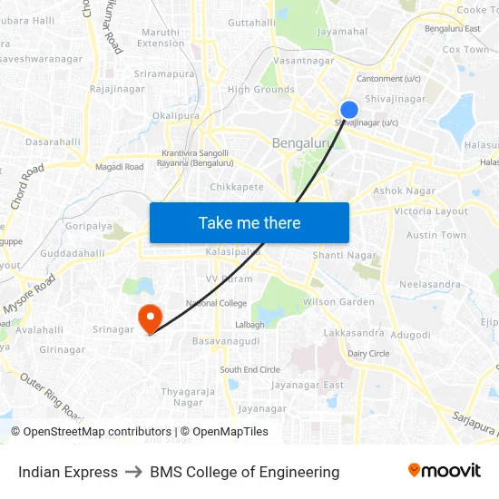 Indian Express to BMS College of Engineering map