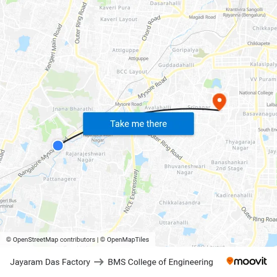 Jayaram Das Factory to BMS College of Engineering map